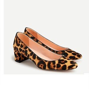 J.Crew Kate Block Heel Pumps in Leopard Calf Hair- NIB- Mahogany- Size 9.5